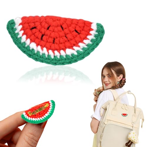 Hebterrka 1 Stück Wassermelonen Anstecker, Wassermelonen-Accessoires, Wassermelonen-Anstecker, Wassermelonen Strickanstecker, Obst Essen Lehrer Anstecknadel von Hebterrka