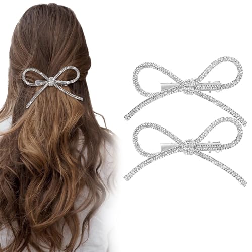 Hebterrka 2pcs Bow Hair Clips Rhinestone Crystal,Niedliche Acryl Haarklammern füR Damen, Bowknot Clips,Claw Clip Kann Als Geschenk füR MäDchen Verwendet Werden von Hebterrka