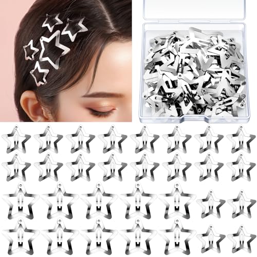 Hebterrka 30 Stück Sterne Haarspangen Set, 1,22" & 1,61" Silber Y2K Haaraccessoires, Kawaii Haarschmuck für Damen, Festtags-Zubehör Hebterrka 30 Stück Sterne Haarspangen Set, 1,22" & 1,61" Silber Y2K Haaraccessoires, Kawaii Haarschmuck für Damen, Festtags-Zubehör von Hebterrka