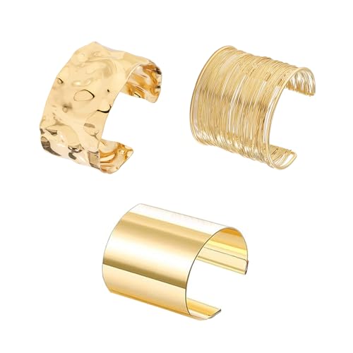 Hebterrka Goldene Armreifen Damen, Langlebige Und Antiallergische Goldene Oberarmreife Mit Einstellbarem Design, 3 Stück Im Set Für Elegante Anlässe von Hebterrka