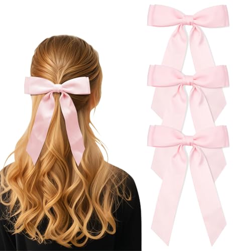 Hebterrka Haarschleife Rosa 3er Set, Große Doppelschichtige Schleifen Haarspange Aus Weichem Polyester Baumwolle, Elegante Haarklammer Für Damen Zu Jeder Gelegenheit von Hebterrka