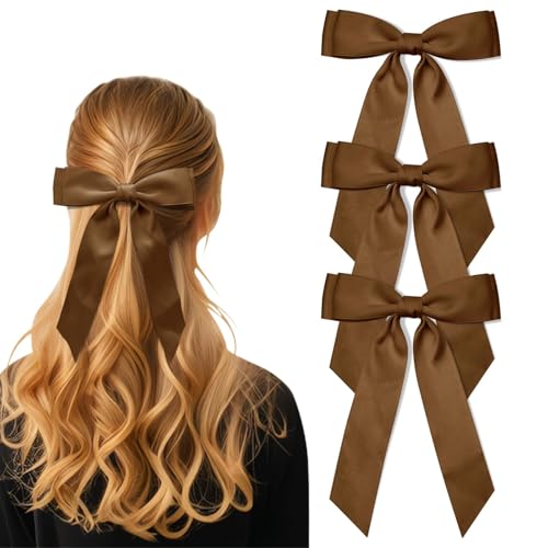 Hebterrka Haarschleife Set Mit 3 Großen braun Schleifen, Hochwertige Haarklammer Für Damen, Ideal Als Elegant Haarspange Für Jede Gelegenheit von Hebterrka