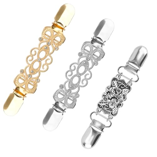 Hebterrka Kleiderclips, Rückenklemme, Hemdclips für Damenkleidung, Pulloverklemmen, Taillenklemmen, Schalclips, 3 Typen (Gold, Silber, Vintage) von Hebterrka