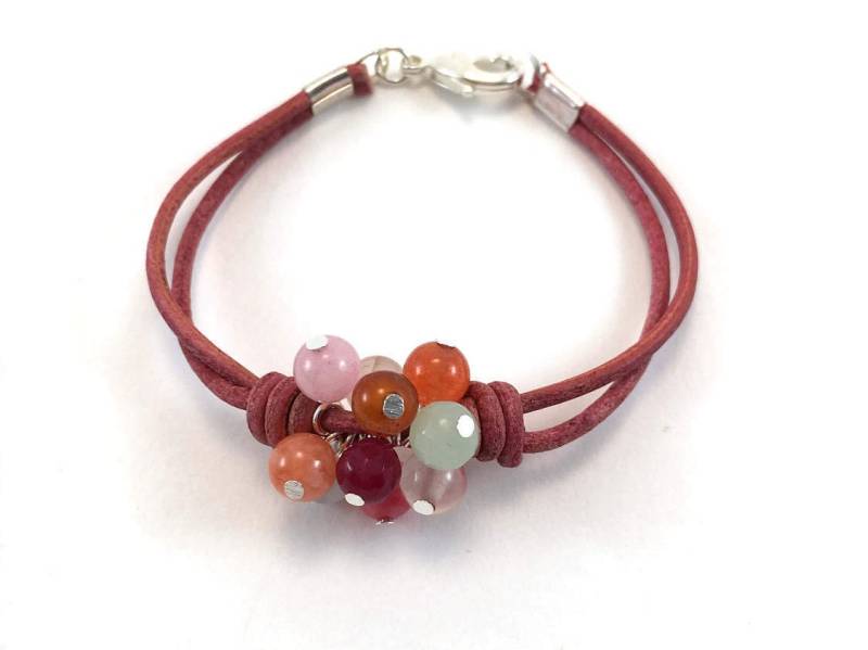 Lederarmband, Naturstein, Anhängerarmband, Mineralschmuck, Perlenarmband Für Damen, Achat, Knotenarmband, Verschiedene Farben Lederarmband, Naturstein, Anhängerarmband, Mineralschmuck, Perlenarmband Für Damen, Achat, Knotenarmband, Verschiedene Farben von HecateJoyeria