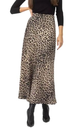 Damen A-Linie Rock Leopard Print Langer Rock Frühling Sommer Herbst Hohe Taille Retro Elastisch Glatt Vielseitig Prom Business Eleganter Rock (Leopard,S) von Hecatombic