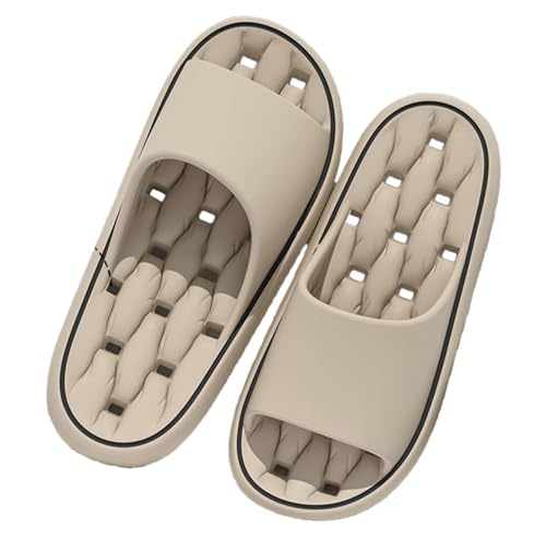 Damen Bad Pool Meer Rutschfest Hohl Atmungsaktiv Schnell Trocknend Hausschuhe Paar Sommer Freizeit Reisen Indoor Und Outdoor Hausschuhe (Khaki,42-43) von Hecatombic
