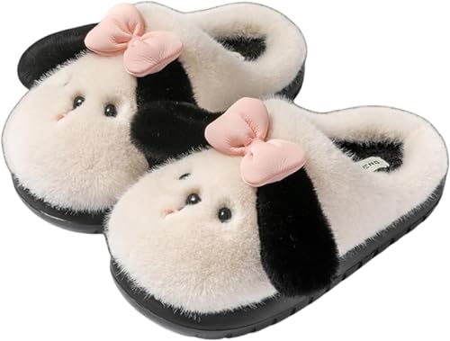 Damen Plüsch Cartoon Cute Puppy Pattern Warme Weiche Hausschuhe Herbst Und Winter Indoor Und Outdoor Plüsch Home Anti-Rutsch Hausschuhe (Weiß,40-41) von Hecatombic