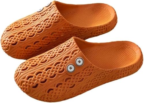 Frauen Solide Farbe Hohlen Atmungsaktiv Dusche Hausschuhe Sommer Nach Hause Leicht Weich Rutschfest Im Freien Pool Strand Hausschuhe (Orange,40-41) von Hecatombic