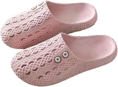 Frauen Solide Farbe Hohlen Atmungsaktiv Dusche Hausschuhe Sommer Nach Hause Leicht Weich Rutschfest Im Freien Pool Strand Hausschuhe (Rosa,36-37) von Hecatombic