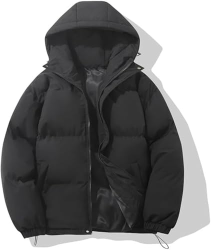 Hecatombic Damen Wintermantel mit klassischem Design Warmer Kapuzenmantel, warm gefüttert gesteppter Parkermantel lockerer Warmer Stehkragen lässiger Wind- und Schneemantel (Schwarz,M) von Hecatombic