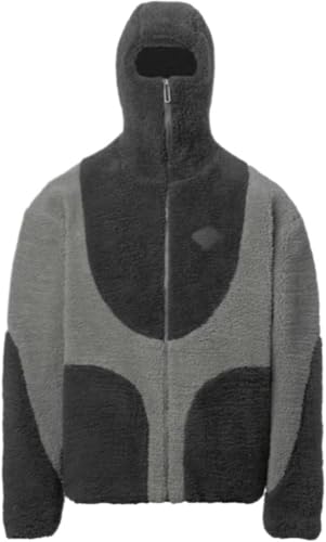 Herren Y2K Patchwork Kapuzenjacke Mode Farbe Block Warm Street Windproof Jacke Herren Herbst Und Winter Casual Vielseitig Hoodie (Dunkelgrau,M) von Hecatombic