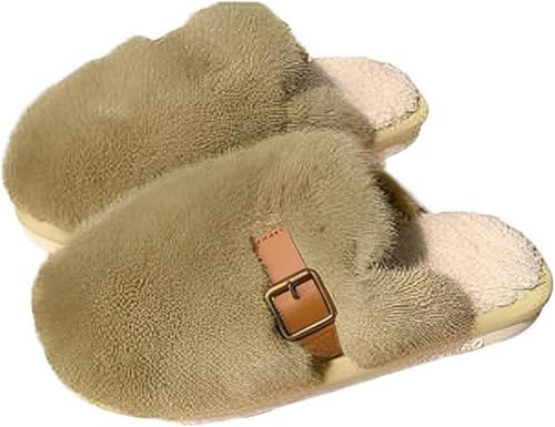Niedliche Flauschige Warme Und Bequeme Retro Hausschuhe Für Damen Im Herbst Und Winter Modische Lässige Und Vielseitige Plüsch Hausschuhe (Grün,40-41) von Hecatombic