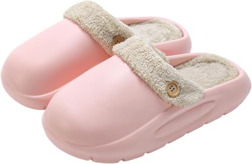 Warme Wasserdichte Hausschuhe Für Herbst Und Winter Mit Herausnehmbarem Futter Weiche Bequeme Und Rutschfeste Unisex Hausschuhe (Rosa,36-37) von Hecatombic