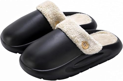Warme Wasserdichte Hausschuhe Für Herbst Und Winter Mit Herausnehmbarem Futter Weiche Bequeme Und Rutschfeste Unisex Hausschuhe (Schwarz,38-39) von Hecatombic