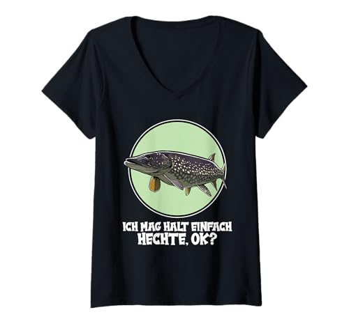 Damen Hechte Hecht T-Shirt mit V-Ausschnitt Damen Hechte Hecht T-Shirt mit V-Ausschnitt von Hechte Hecht Tier Shop