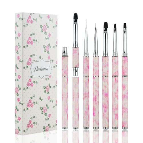Nagelpinsel, Hechunzi 5 Stück Pinsel für Gel Verlängerung Nägel Nailart UV Gel Malerei Werkzeug für Nageldekoration Painting Detailing Salon Zuhause Maniküre DIY Frauen (Blumen) von Hechunzi