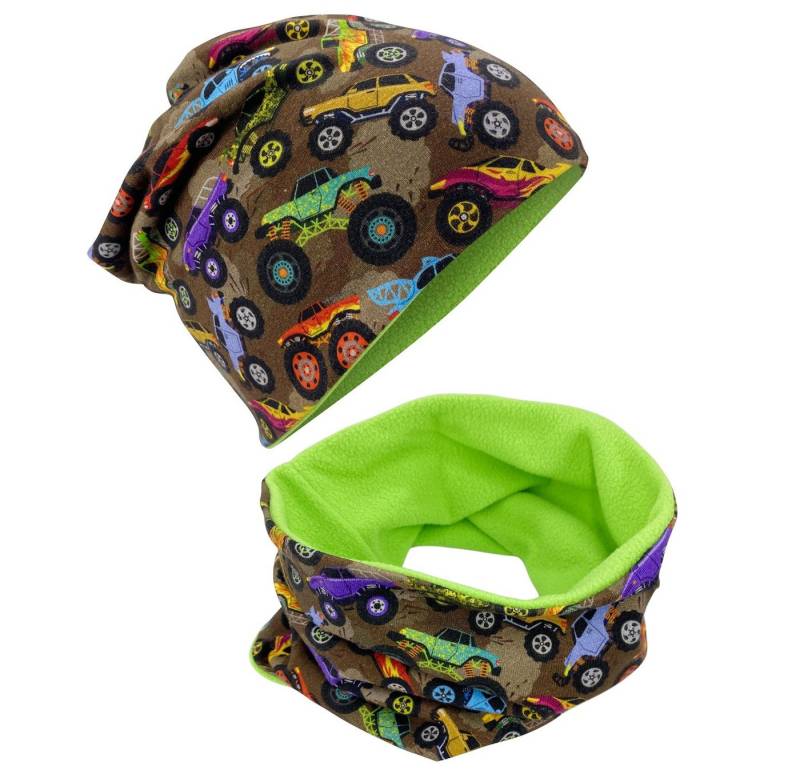 HECKBO Beanie HECKBO Kinder Mädchen Jungen Beanie Mütze & Loop-Schal Set von HECKBO