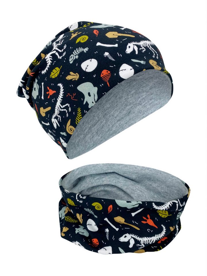 HECKBO Beanie HECKBO Kinder Mädchen Jungen Beanie Mütze & Loop-Schal Set von HECKBO