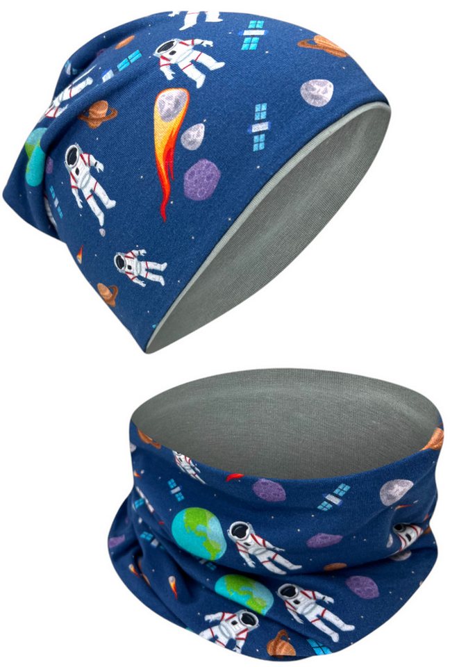 HECKBO Beanie HECKBO Kinder Mädchen Jungen Beanie Mütze & Loop-Schal Set von HECKBO