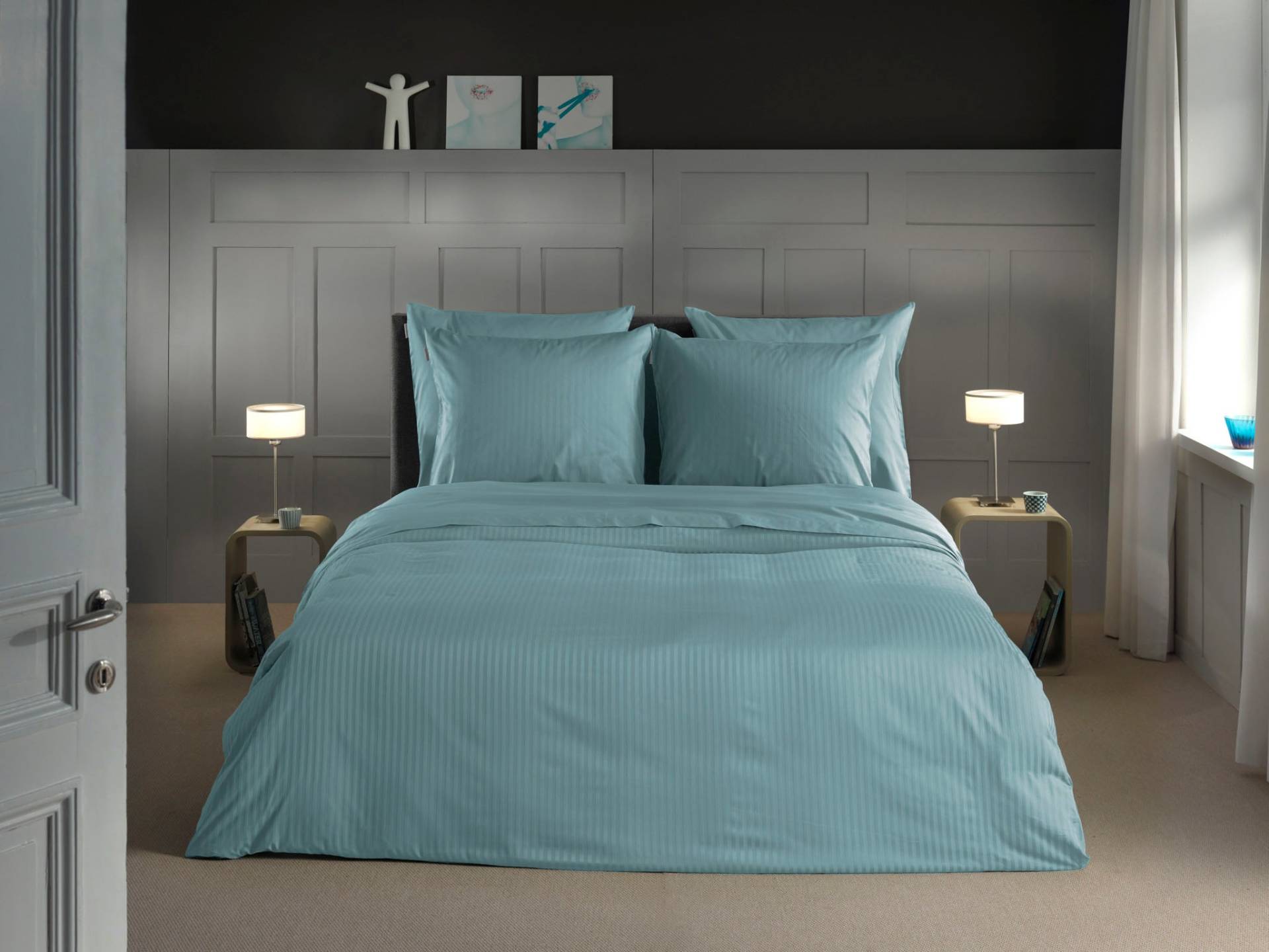 Heckett & Lane Bettwäsche "Banda" 2 tlg. hochwertiges Mako-Satin, Streifen Satin, Bettwäsche ab 135x200 cm. von Heckett & Lane