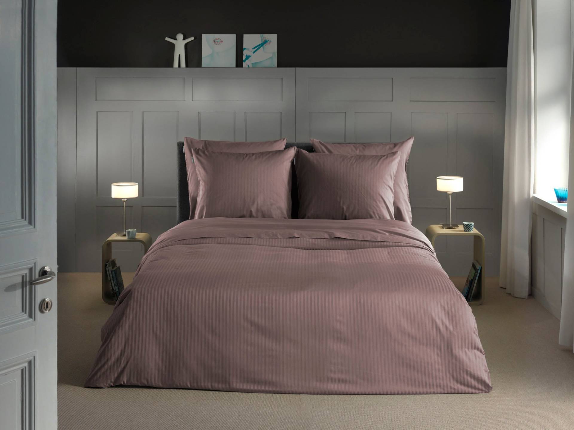 Heckett & Lane Bettwäsche "Banda" 3 tlg. hochwertiges Mako-Satin, Streifen Satin, Bettwäsche ab 135x200 cm. von Heckett & Lane