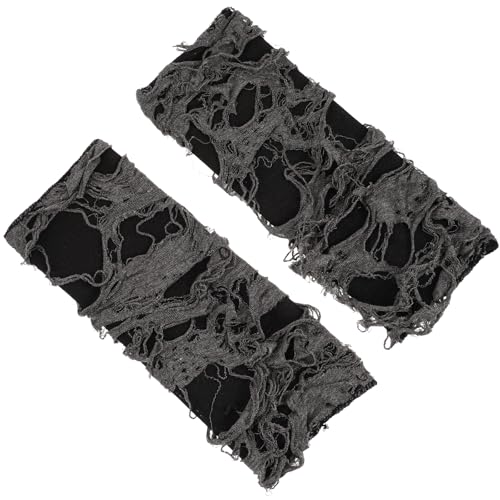 Heclia Handschuhe Y2k Modische Armstulpen, Punk Broken Slit Ripped Gothic Handschuhe Distressed Arm Cover Sleeve für Halloween Party, Dehnbare fingerlose Handschuhes kurze Fäustlinge Kostümzubehör von Heclia