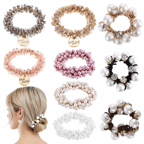 Heclia Perlen Haargummis, 9 Stück Elastische Zopfband Haaraccessoires Mit Kristallperlen, Für Frauen Hochzeit Braut Junggesellinnenabschied Boho Dekorative Haarschmuck Heclia Perlen Haargummis, 9 Stück Elastische Zopfband Haaraccessoires Mit Kristallperlen, Für Frauen Hochzeit Braut Junggesellinnenabschied Boho Dekorative Haarschmuck von Heclia