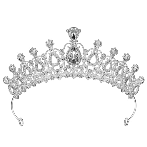 Heclia Krone Geburtstag Tiara Aus Kristall Diadem Silber Braut Hochzeitskronen Krone Mädchen für Prinzessin Strass Geburtstag Abschlussball Meerjungfrau Haaraccessoires Erwachsene Frauen Diadem Kinder von Heclia