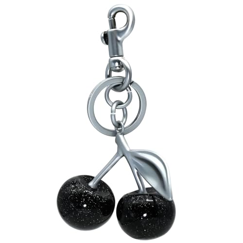 Kirsch-Bag Charm - Vielseitiger Schlüsselanhänger, Geldbörsenanhänger Glücksbringer, Personalisiertes Auto-Zubehör,modischer Taschen- oder Schlüssel-Accessoire für handtaschen (Schwarz) von HecticCore