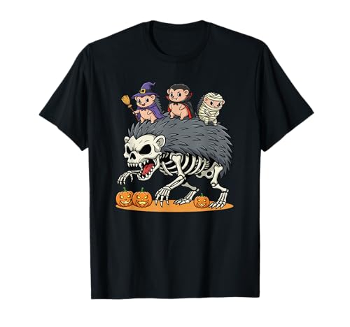 Igel-Skelett Mumie Hexe Halloween Kinder Herren Damen T-Shirt von Hedgehog Lovers Cute Halloween Outfits Boy Girl