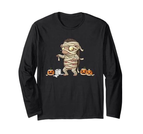 Lustiger Igel, Mama, Kürbis, Halloween, Kinder, Herren und Damen Langarmshirt von Hedgehog Lovers Cute Halloween Outfits Boy Girl