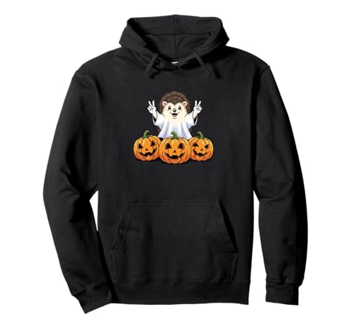 Lustiger Igel Geist Kürbis Boo Halloween Kinder Herren Damen Pullover Hoodie von Hedgehog Lovers Halloween Ghost Pumpkin Outfits