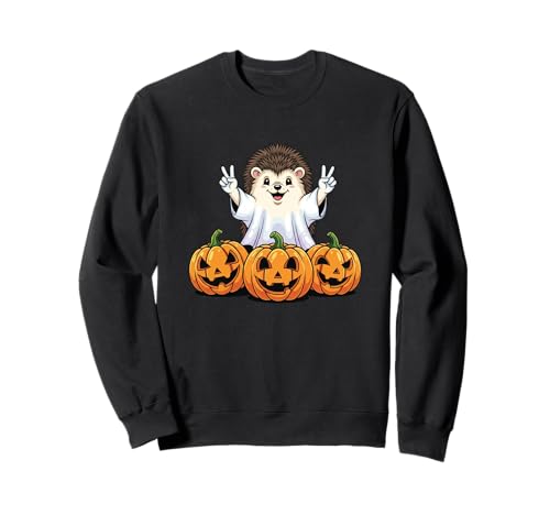 Lustiger Igel Geist Kürbis Boo Halloween Kinder Herren Damen Sweatshirt von Hedgehog Lovers Halloween Ghost Pumpkin Outfits