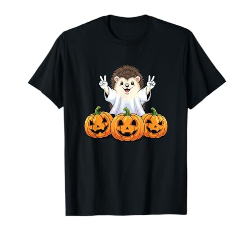Lustiger Igel Geist Kürbis Boo Halloween Kinder Herren Damen T-Shirt von Hedgehog Lovers Halloween Ghost Pumpkin Outfits