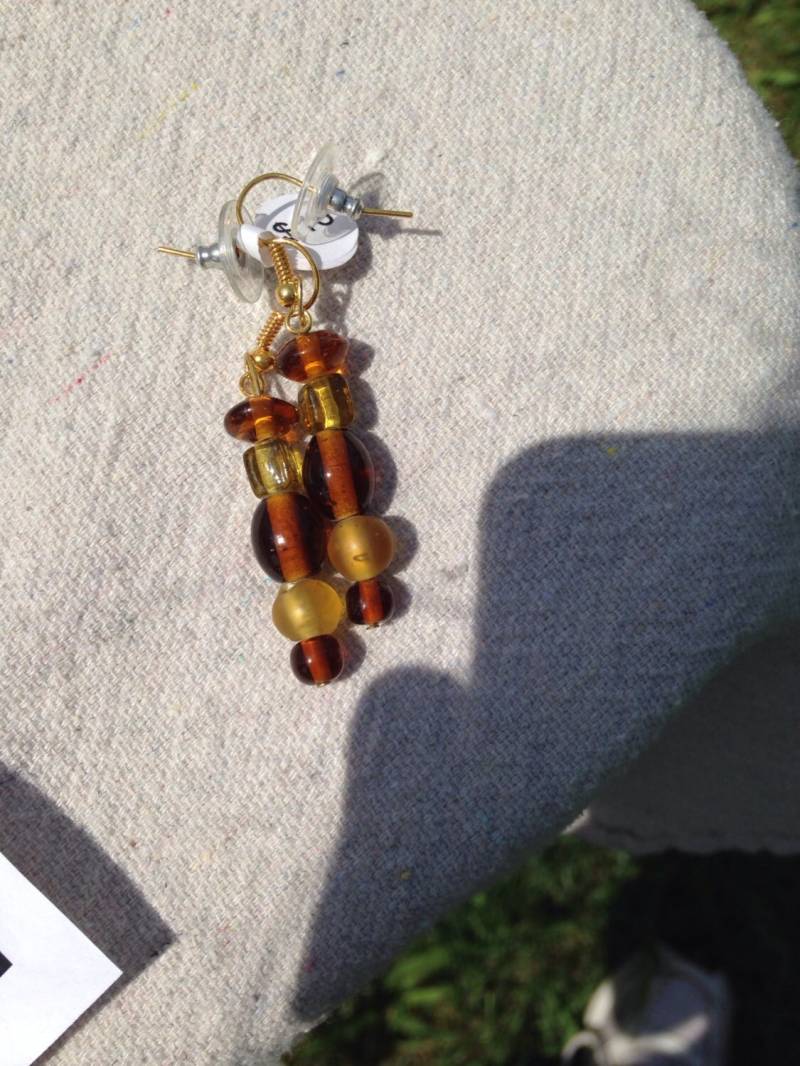 Gelb Und Bronze Ohrringe von HedgehogCrafter