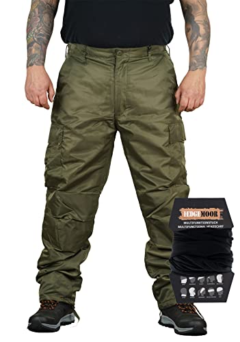 Herren Regenhose Thermohose Schneehose Outdoor Hose inkl. MF Tuch, Oliv, Größe 5XL von Hedgemoor