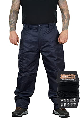 Herren Regenhose Thermohose Schneehose Outdoor Hose inkl. MF Tuch, Navy, Größe XL von Hedgemoor