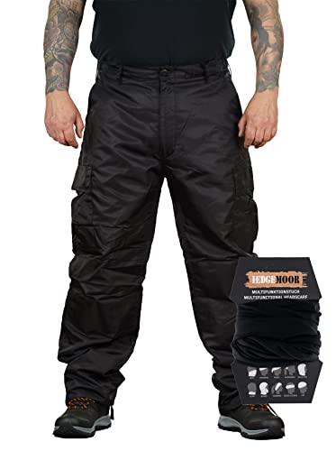 Herren Regenhose Thermohose Schneehose Outdoor Hose inkl. MF Tuch, Schwarz, Größe XXL von Hedgemoor