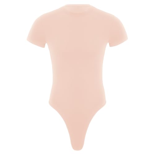 Hedmy Herren Overall Kurzarm Shirt Body Männer Einteiler Overall Offnen Schritt Stringbody High Cut Jumpsuit Gym Workout Outfts Rosa L von Hedmy