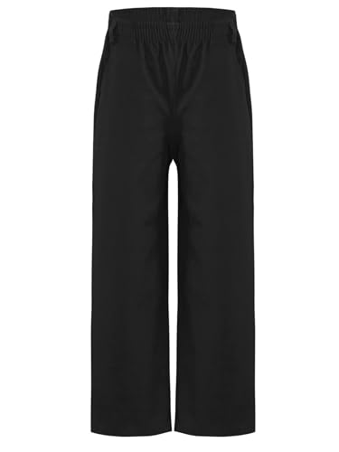 Hedmy Jungen Chino Hose Stretch Baumwolle Schuluniformen mit Gummizug Lang Anzughose Regular Fit Kinderhose für Sakko Smoking Schwarz 134-140 von Hedmy