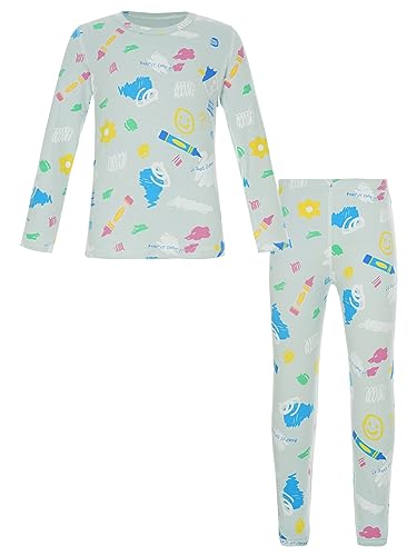 Hedmy Jungen Mädchen Thermounterwäsche Set Thermo Rundhals Unterhemd + Hose Skiunterwäsche Funktionsunterwäsche für Kinder Hellgrün 98-104 von Hedmy