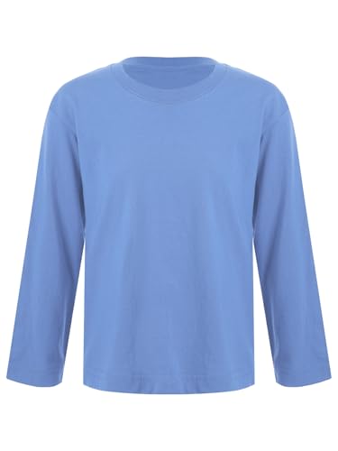 Hedmy Kinder Jungen Mädchen Langarmshirts Pullover Sport Unterhemden Baumwolle T-Shirt Langarm Slim Fit Thermounterwäsche Hellblau 146-152 von Hedmy