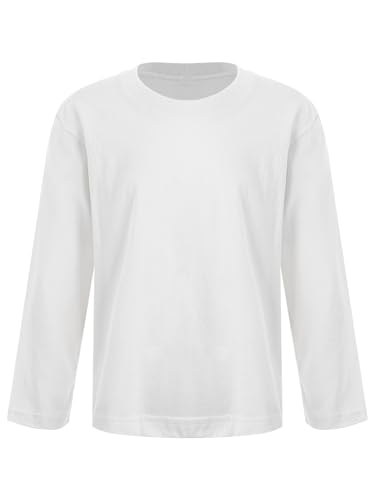 Hedmy Kinder Jungen Mädchen Langarmshirts Pullover Sport Unterhemden Baumwolle T-Shirt Langarm Slim Fit Thermounterwäsche Weiß 158-164 von Hedmy