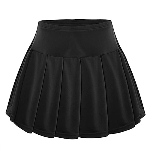 Hedmy Kinder Mädchen Tennisröcke Sport Hosenrock Rock Sommer Minirock Golfrock mit Innenhose für Laufen Tennis Golf Schwarz 146-152 von Hedmy