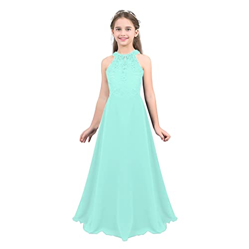 Hedmy Mädchen Kleid Festlich Ballkleid Blumenmädchen Kleid Hochzeit Party Brautjungfer Kleid Abendkleid Gr. 104-176 Mintgrün E 128 von Hedmy