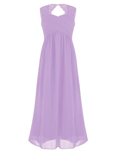Hedmy Mädchen Kleid Festlich Elegant Blumenmädchen Kleid Hochzeit Party Brautjungfer Kleid Ballkleid Abendkleid Gr. 104-176 Lavender 140 von Hedmy
