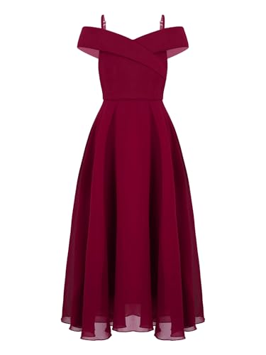 Hedmy Mädchen Kleider Festlich Partei Kleider Blumenmädchen Prinzessin Kleid Hochzeits Geburtstag Kleid Formale Kleid Elegant Kinder 4-14 Jahre Burgundy 164 von Hedmy