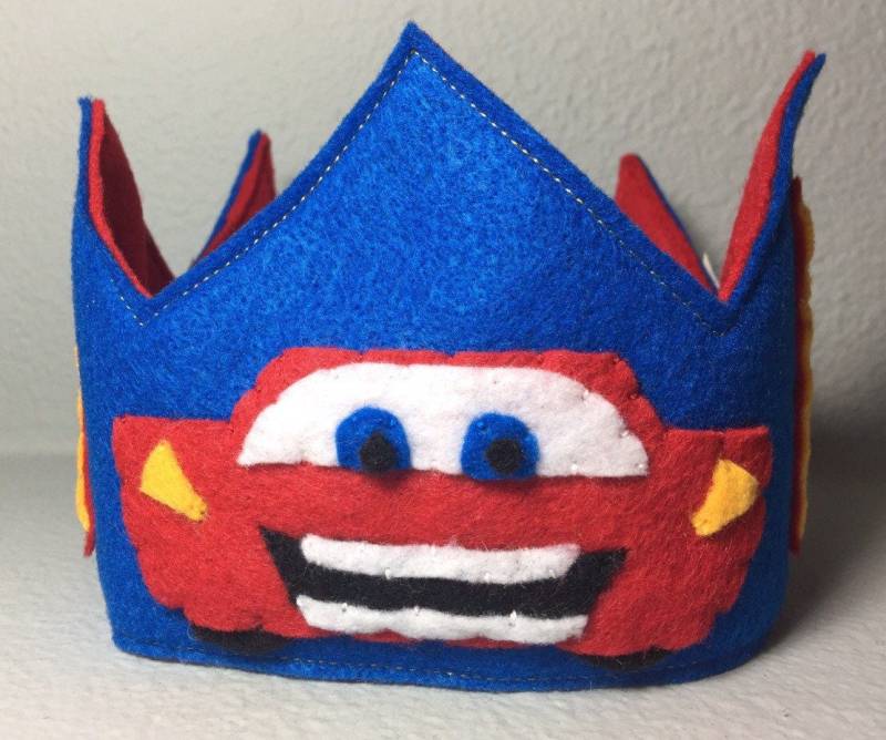 Lightning Mcqueen Filz Geburtstagskrone - Autos Geburtstag von HedsThreads
