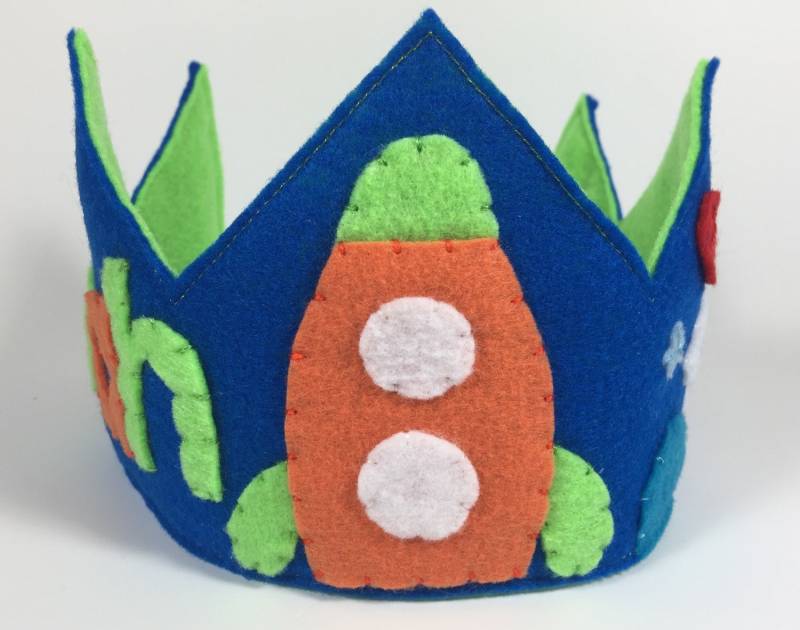 Raketenschiff -Space Themed Personalisierte Filz Geburtstagskrone - Weltraum Smash Cake Crown von HedsThreads