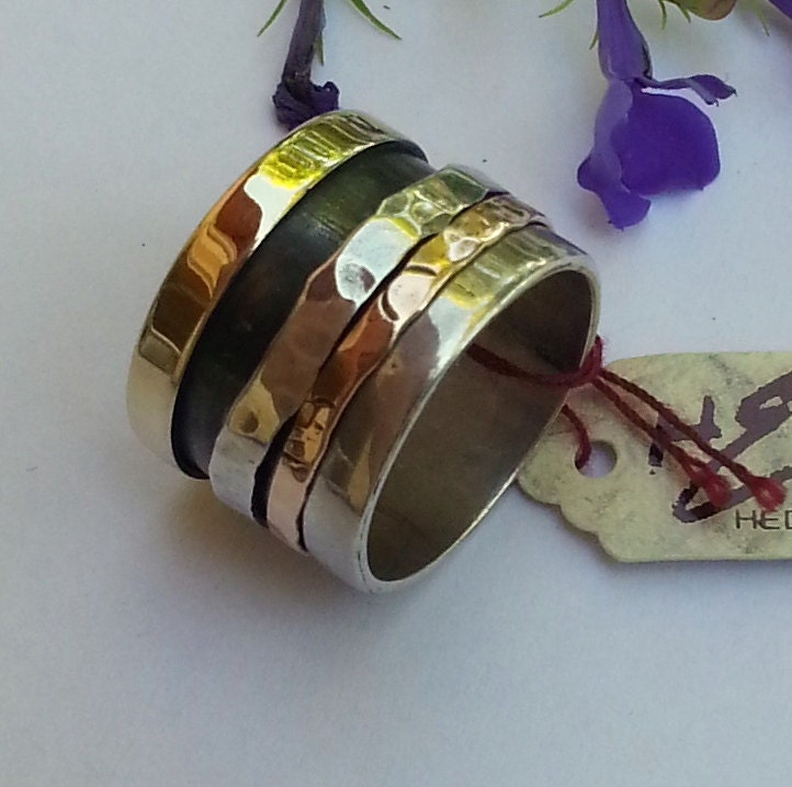 Drehring, Bandring, Handmade Aus Sterlingsilber Und Gold. Ehering von HedvaElanyJewelry